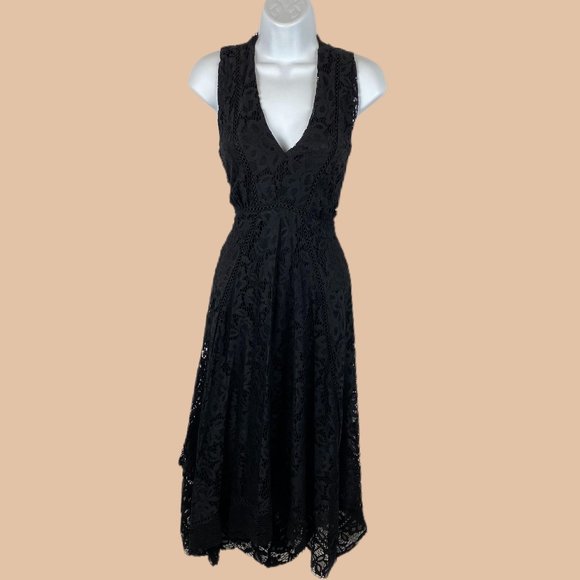 Taylor - Black -  Lace Handkerchief Hem - Sleeveless Dress - Picture 1 of 7